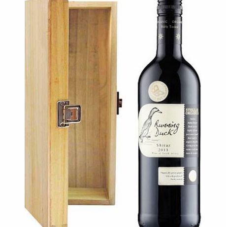 Stellar Winery Running Duck Shiraz Wine in Hinged Wooden Gift Box