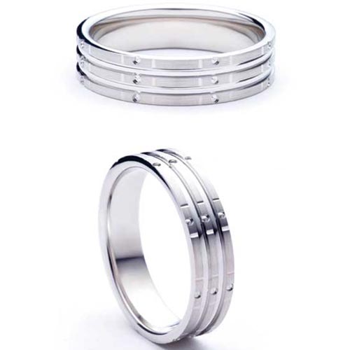 6mm Medium Flat Court Stelle Wedding Band Ring In 18 Ct White Gold