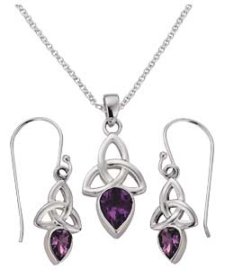 Sterling Silver Amethyst Celtic Pendant and