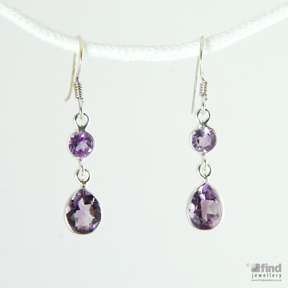 Sterling Silver Amethyst Tear Drop Earrings