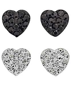 Silver Black and White Crystal Heart