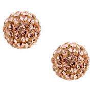 Silver Champagne Crystal Set Ball Stud