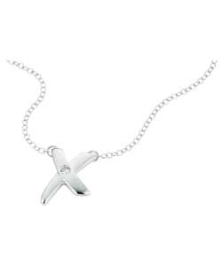 sterling Silver Cubic Zirconia Kiss Necklet