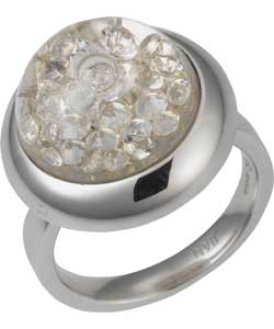 Silver Cubic Zirconia Stardust Dome Ring