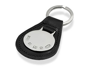 Sterling Silver Disc on Leather Keyfob 011844