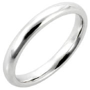 Sterling Silver Ladies 3mm D Shape Wedding Ring, N