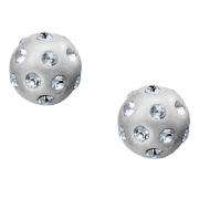 Silver Lunar Crystal Ball Studs
