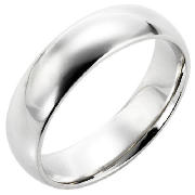 Silver Mens 6mm D Shape Wedding Ring, S