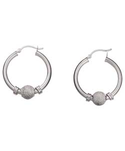Silver Moondust Ball Creole Earrings