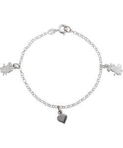 Silver Peppa Pig Charm Bracelet