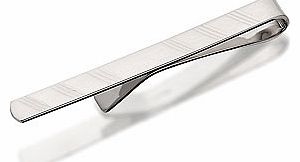 Silver Slim Striped Tie Slide - 014854