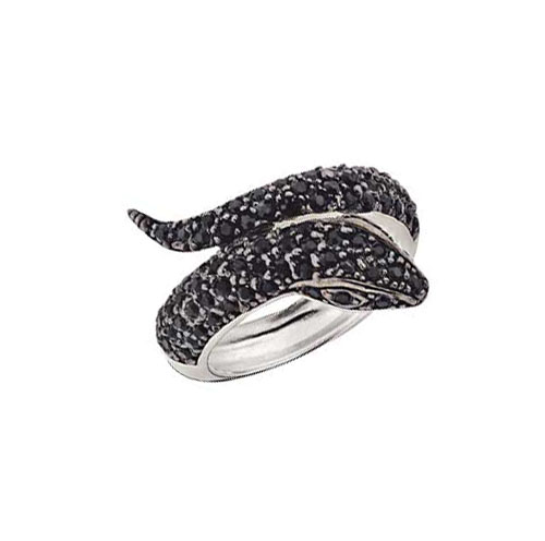 Silver Stone Set Snake Ring