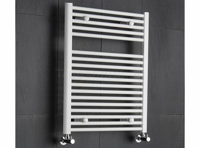 White Heated Towel Rail - Designer Ladder Style Straight Bathroom Radiator Warmer - 800mm x 600mm