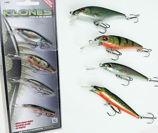 STEVES TACKLE SHED NEW NGT Lure Fishing 4pc Klone Plug Roach Pike Perch Trout Plug Lure Set