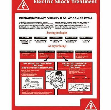 Stewart Superior Health and Safety Poster Laminated Electric Shock Treatment H420xW595mm Ref HS024