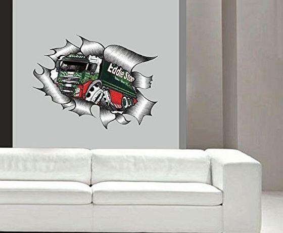 Sticar-it Ltd Koolart Cartoon RIPPED TORN METAL Design for Eddie Stobart Volvo FH12 Wall Art Sticker Decal Kids Room Workshop etc. Large 640x575mm approx.