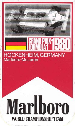 Stickers and Patches Hockenhiem 1980 Team Marlboro McLaren Event Sticker (8cm x 14cm)