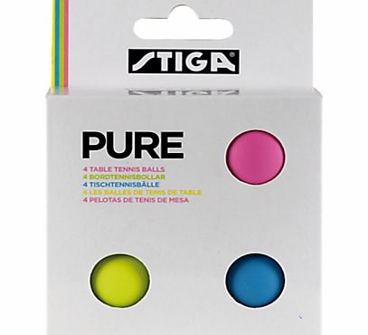 Stiga Pure Table Tennis Balls, Pack of 4