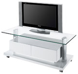 Stilexo STUK1300W - Glass Top White LCD and Plasma TV Stand