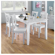 Dining Table & 4 Chair Set, White