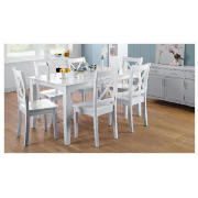 Dining Table & 6 Chair Set, White