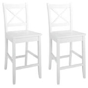 Pair of Solid Wood Bar Stools, White