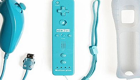 Stoga Built in Motion Plus Remote and Nunchuck Controller for Wii   Case-Blue