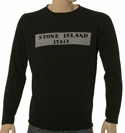 Black Cotton Sweater With Large Grey & Black Logo