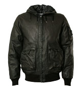 Dark Brown Leather Bomber Jacket