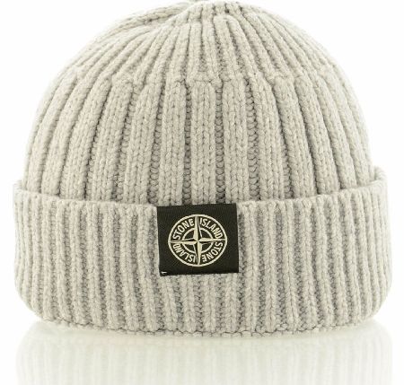 Stone Island Grey Compass Logo Beanie