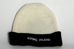 Stone Island Mens Cream & Black Knitted Hat