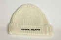 Stone Island Mens Cream Chunky Ribbed Knitted Hat