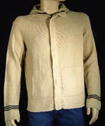 Mens Light Beige Full Zip Hooded Cotton Sweater