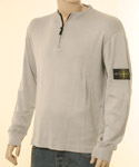 Mens Light Grey 1/4 Zip Cotton Sweater