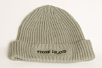 Stone Island Mens Light Grey Chunky Ribbed Knitted Hat