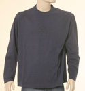 Mens Navy with Large Logo Round Neck Long Sleeve Cotton T-Shirt