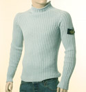 Mens Pale Blue Roll Neck Cotton Sweater