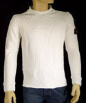 Mens White Round Neck Cotton Sweater
