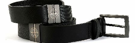 Stone Island Reversible Leather Belt Black