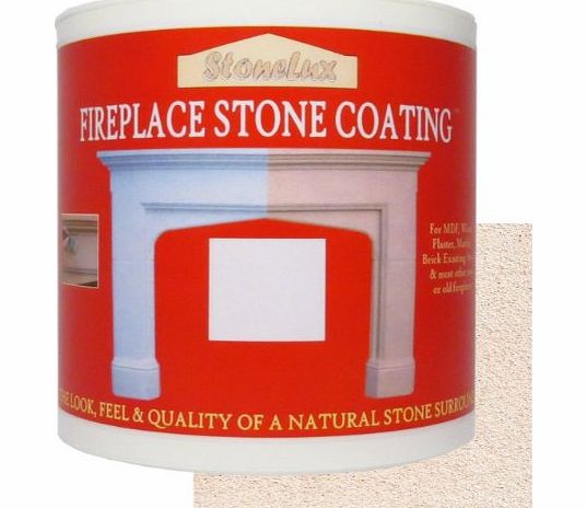 StoneLux Fireplace Stone Coating - Stone Effect Paint - 1 litre amp; 500ml Primer (White Limestone)