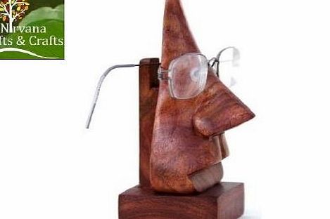 Store Indya Christmas Gifts Classic Stylish Hand Carved Nose Shaped Wooden Spectacles Eyeglass Holder Stand