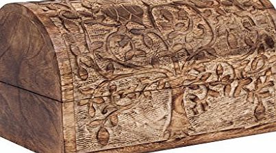 Christmas Gifts Rustic Hand Carved Wooden Multipurpose Storage Box Chest With Tree amp; Owl Carvings