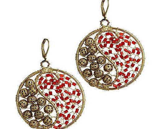 Store Indya Mothers Day Gift Elegant Beaded Disc Earrings with ``Jali`` Work Fashion Jewellery for Women amp; Girls