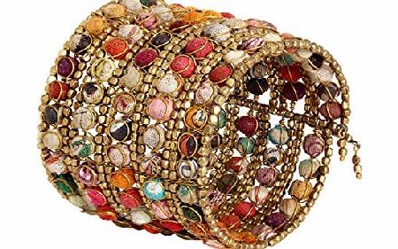 Store Indya Mothers Day Gift Tribal Multi Coloured Beaded Cuff Bracelet Bangle Fashion Jewellery for Women amp; Girls
