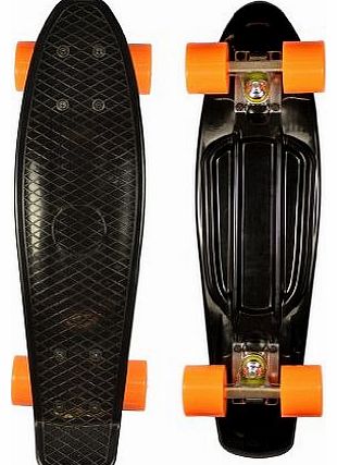 70s Retro Cruiser Skateboard (Black/Orange)