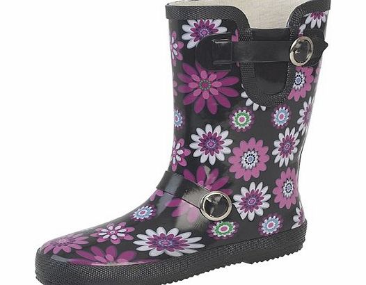 Stormwell S LADIES WIDE FIT BUCKLE STRAP/GUSSET FLORAL PRINT WELLINGTON
