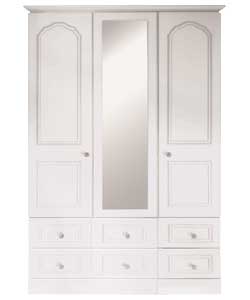 Assembled 3 Door Mirror Wardrobe -White