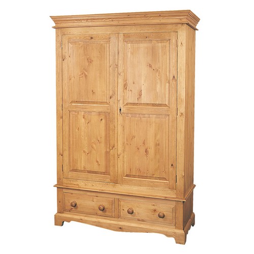 Pine Double Gents Wardrobe (2 Drawers)