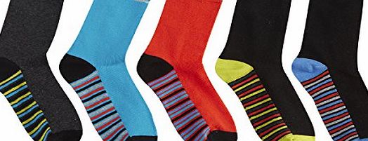 Street Essentials  Boys Cotton Rich Socks 5 Pack Coloured Heel And Toe