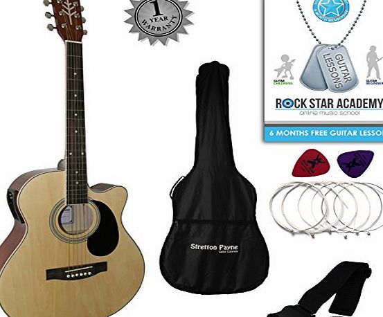 Stretton Payne Grand Auditorium Electro Acoustic Guitar PACKAGE Natural